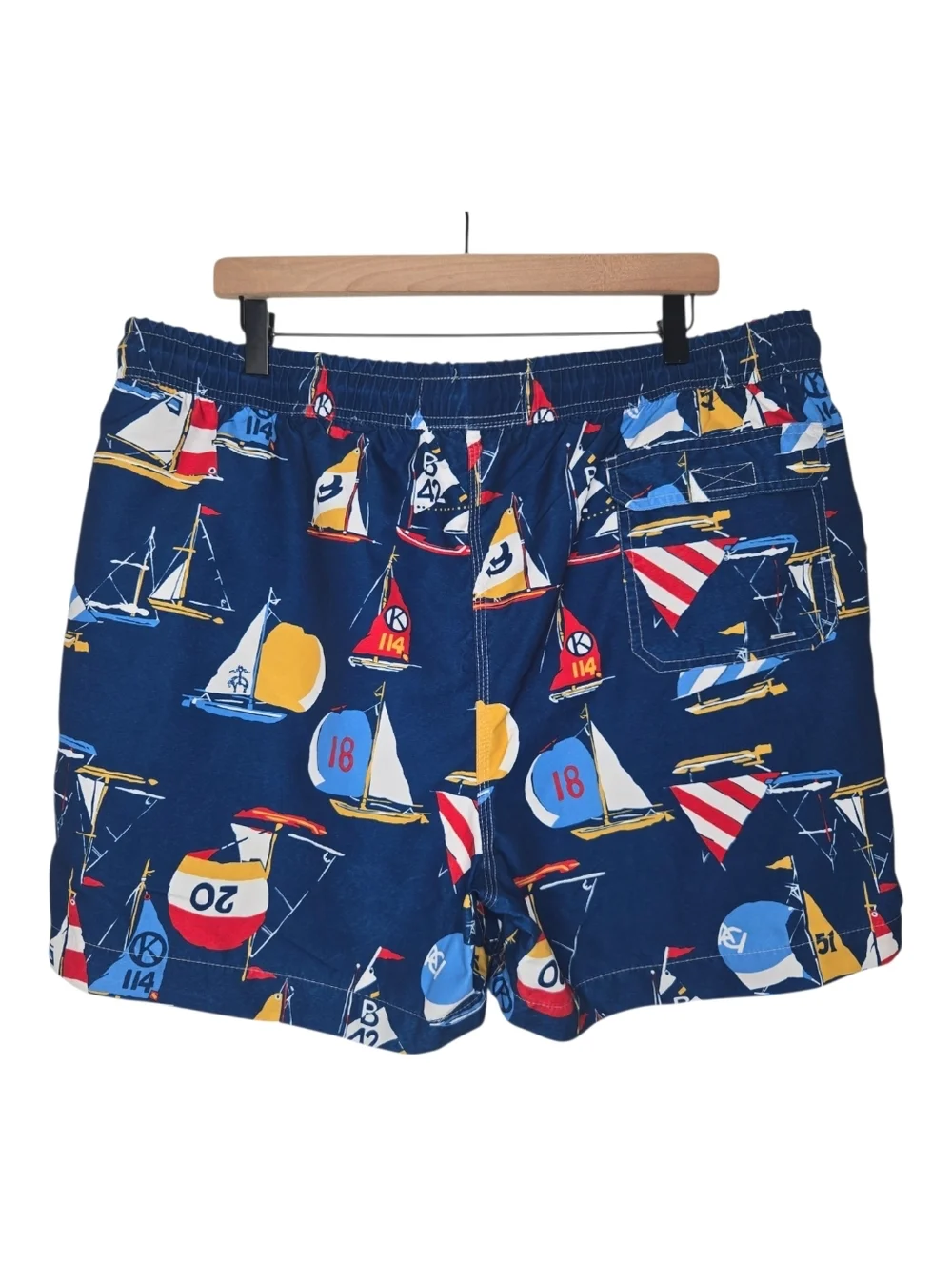 Brooks Brothers Mens Blue Sail Boat Print Swim Trunks Size XL